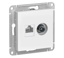 Розетка компьютерная + телевизионная 2-м AtlasDesign RJ45 кат.5E + TV механизм бел. SE ATN000189