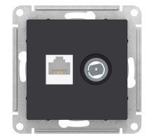 Розетка компьютерная + телевизионная 2-м AtlasDesign RJ45 кат.5E + TV механизм карбон SE ATN001089