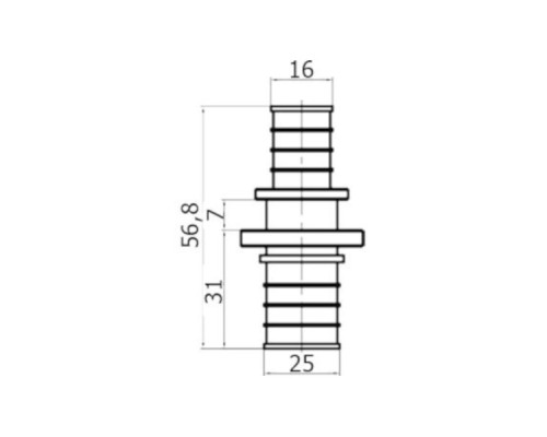 STOUT Муфта переходная 25x16 аксиальный PEX, латунь