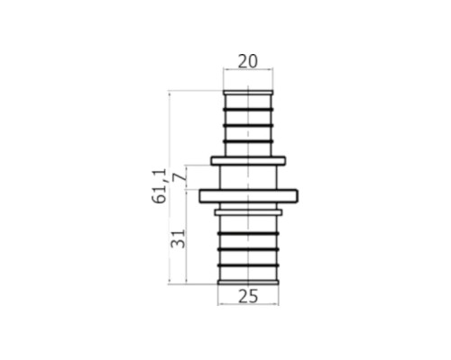 STOUT Муфта переходная 25x20 аксиальный PEX, латунь