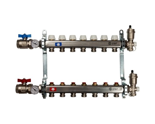 STOUT Коллектор из нержавеющей стали в сборе без расходомеров 7 вых.