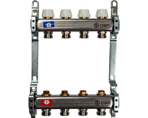 STOUT Коллектор из нержавеющей стали без расходомеров 4 вых.