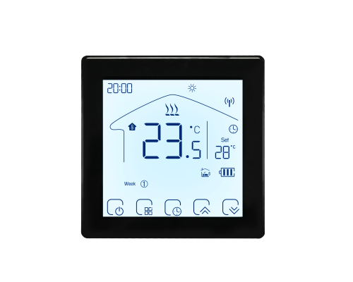 Kiptover KTW Комнатный термостат беспроводной, с аккумулятором, 3А, сухой контакт, для котла, Wi-Fi, Черный